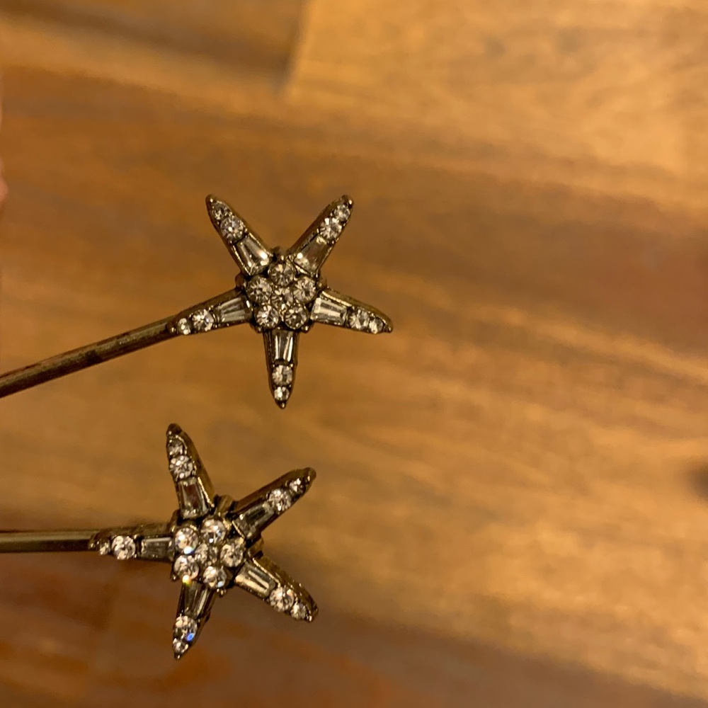 Rhinestone star design hair pins. Bobby pin style. NWOT/never worn. Pair for $6.